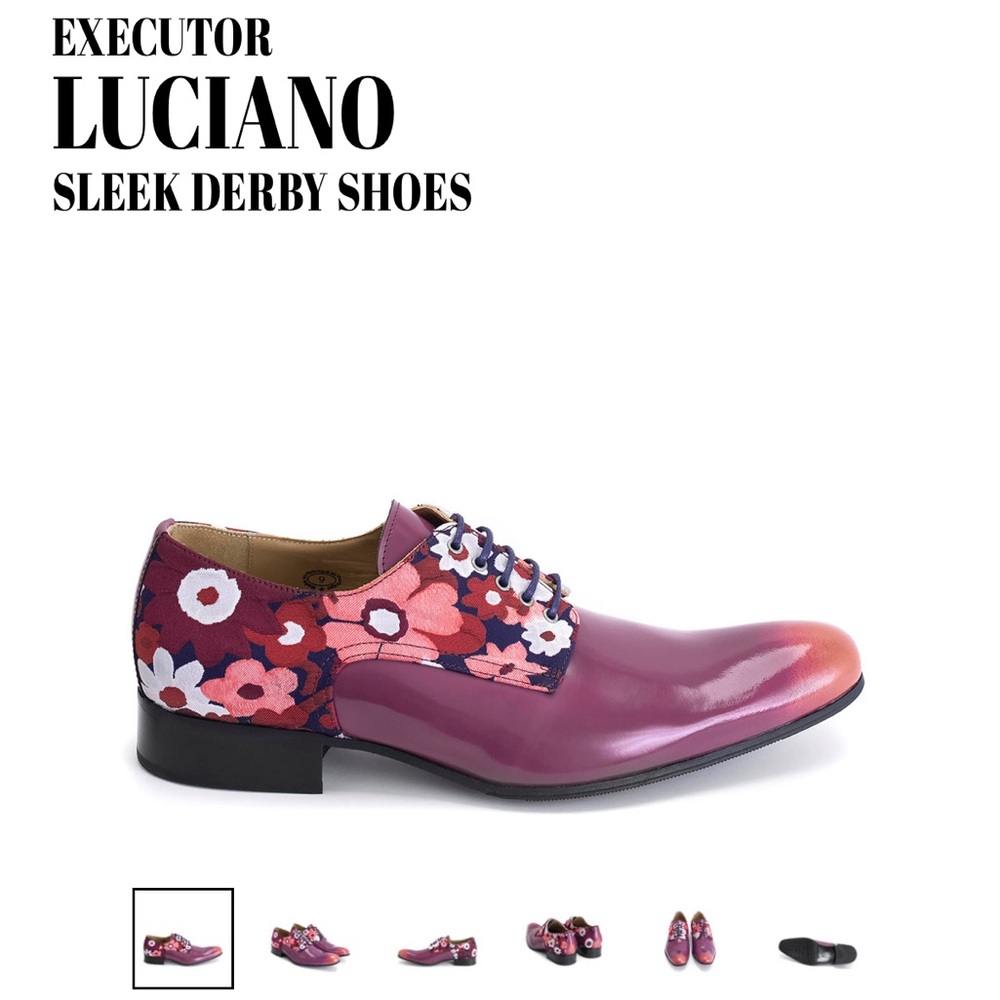 John Fluevog Executor Luciano Floral Derby Shoes M7/W8.5 DISCONTINUED
